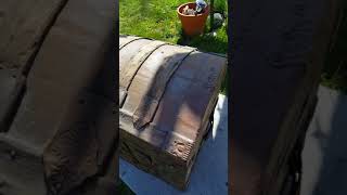 Antique steamer trunk beginning restoration