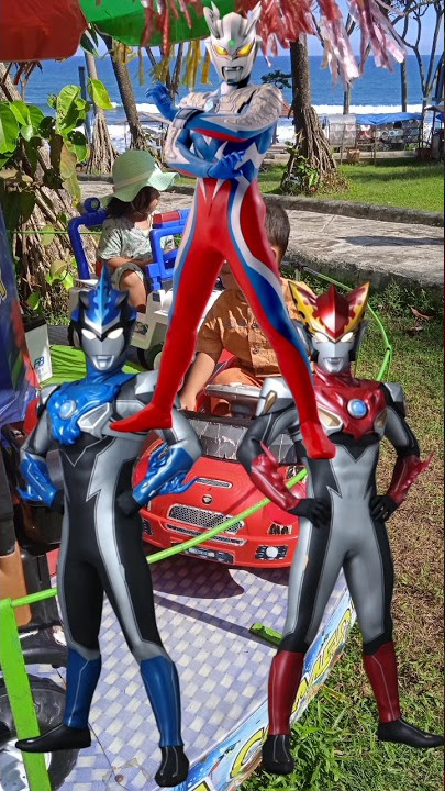 Ultraman Zero, Ultraman Roso Api, Ultraman Blu Air Naik  Orang-orang #spiderman #odongodong