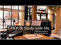 5 hours study with me cafe coffee shop ambiance background noise rainy day 4k mindful studying