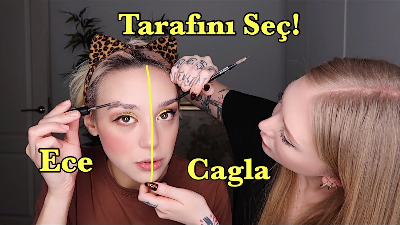 ECE'NİN YÜZÜNÜ İKİYE BÖLDÜK! | MAKYAJ CHALLENGE