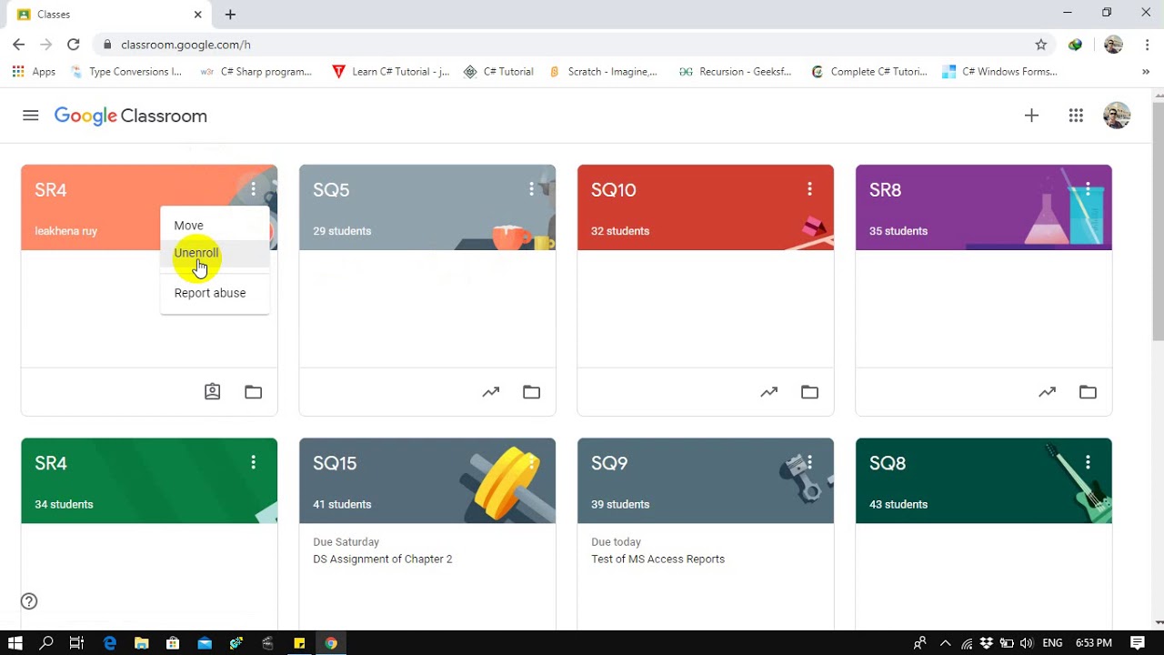 How to Unenroll from Google Classroom - YouTube