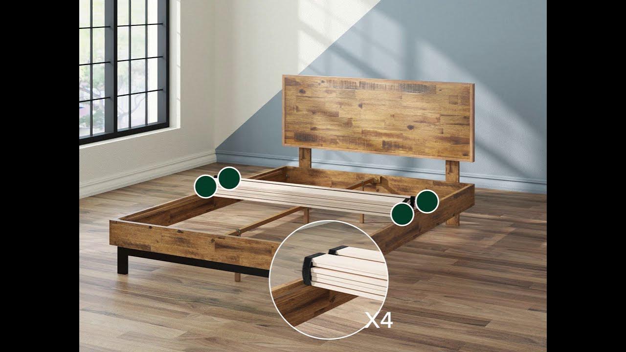 Zinus Tricia Wood Platform Bed with adjustable headboard YouTube