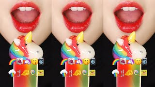 VERTICAL MUKBANG RAINBOW FOOD, FREEZE-DRIED CANDY ASMR EMOJI FOOD ASMR ❄️