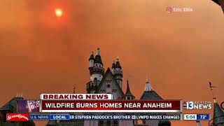 Fires in the anaheim area, smoke can be seen from behind disneyland