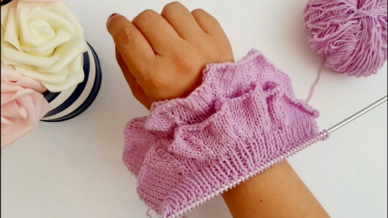 Motivo fru fru ai ferri n°109 / knit ruffle stitch / volantes tejidos a dos agujas