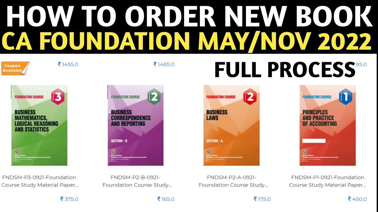 Live Demo How To Order New CA Foundation November 2023 Book / CA