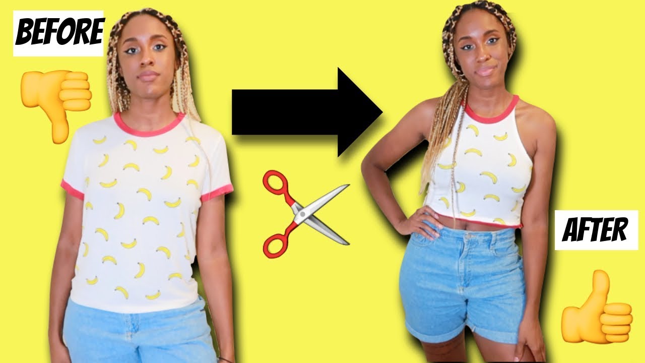 [EASY] TSHIRT TO CROP TOP Diy Transformation YouTube