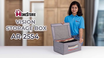 HomeStorie Clear Vision Foldable Lidded Cloth Storage Boxes for Wardrobe with Handles