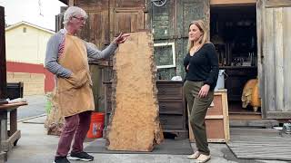 Kipper and Laura Design a Bespoke Headboard with A Bubinga Wood Cambium Slab