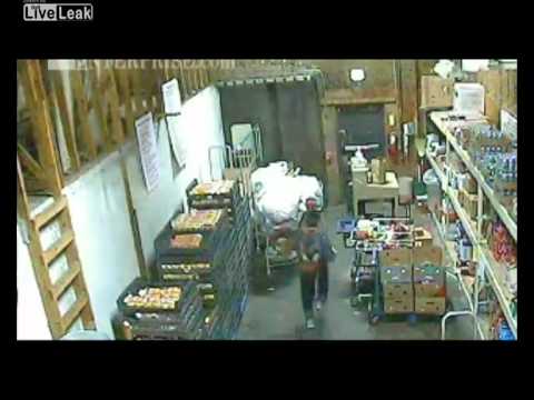 Grocery Store Thief Can't Find the Exit Funny FAIL! 