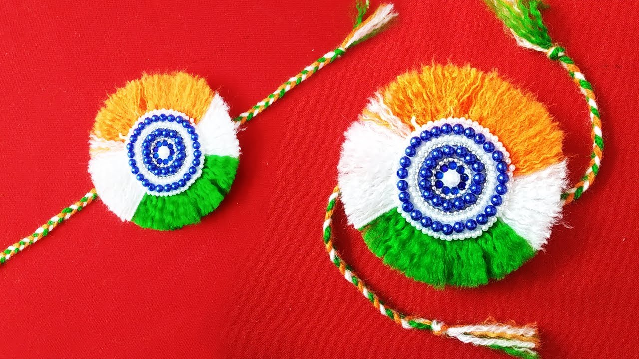 Make Indian Tricolour Rakhi with woolen | Rakhi making for competition 2019