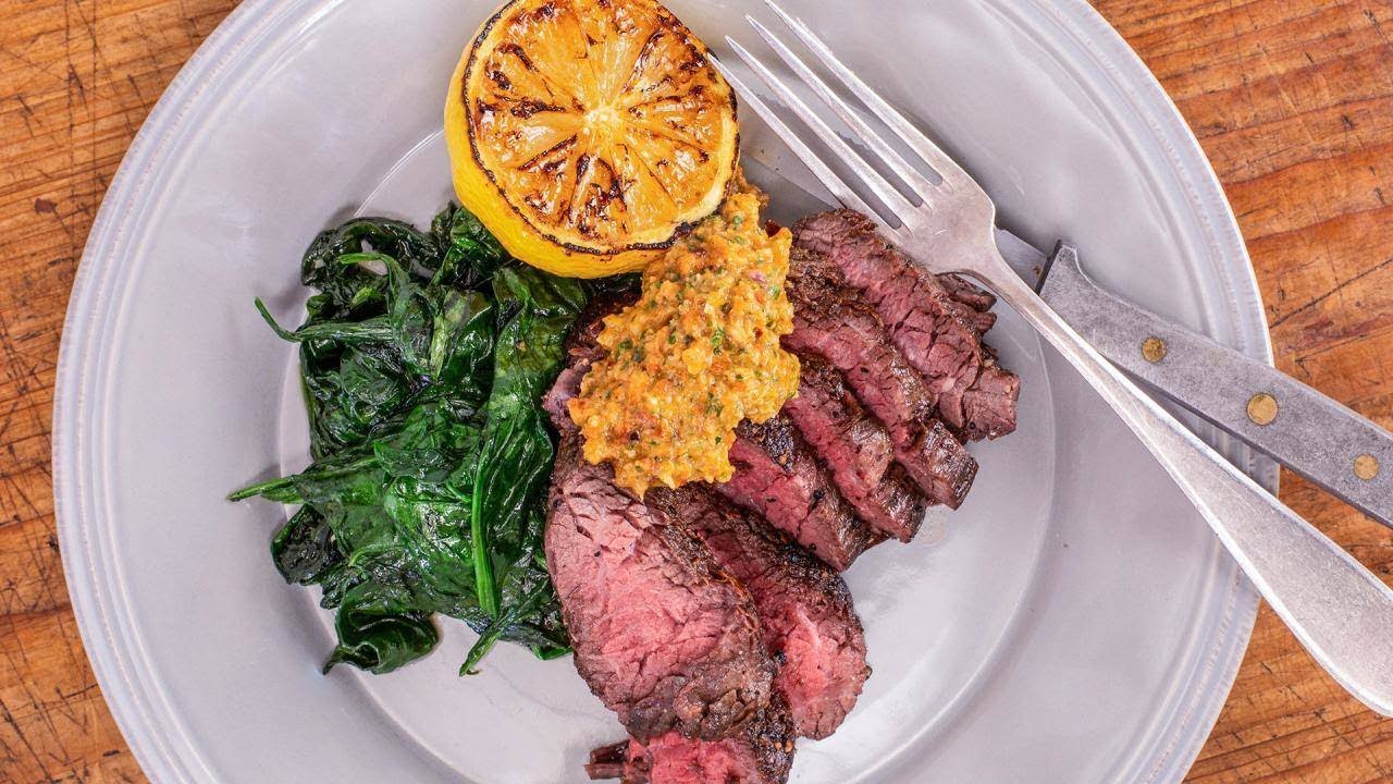 How To Make Bavette with Smoked-Almond Romesco and Lemony Greens By Rachael | Rachael Ray Show