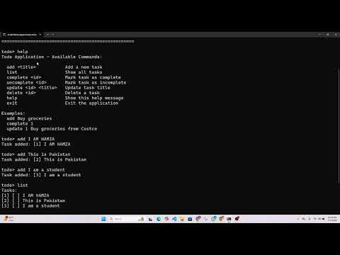 Phase I Console Todo App in Python | Interactive CLI Todo Demo