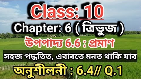 Class10: Maths: ত্ৰিভুজ//Triangles// উপপাদ্য 6.6//অনুশীলনী:6.4//Q.1
