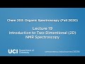 Chem 203. Lecture 19: Introduction to Two Dimensional 2D NMR Spectroscopy