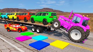 Flatbed Truck Mcqueen Transportation With Truck - Pothole Vs Car - Beamng.drive
