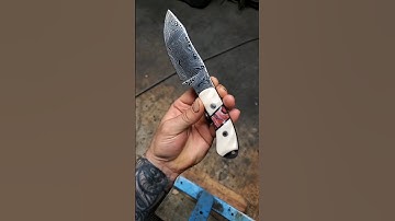 Walrus tusk and Mammoth Damascus EDC Knife