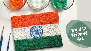 DIY Tissue Paper Art | Textured Acrylic Painting on Canvas #indianflag #independencedayart