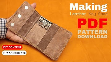 making a simple key case with Magnetic Lid | leather craft & free pattern