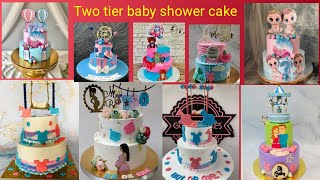 baby shower cake design 🤰 baby shower cake | mom to be cake design, two tier baby shower cake
