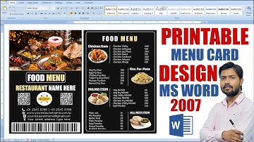 Restaurant Menu Design in MS Word in 15 Min | How to make Restaurant Menu Card Design MS Word 2007