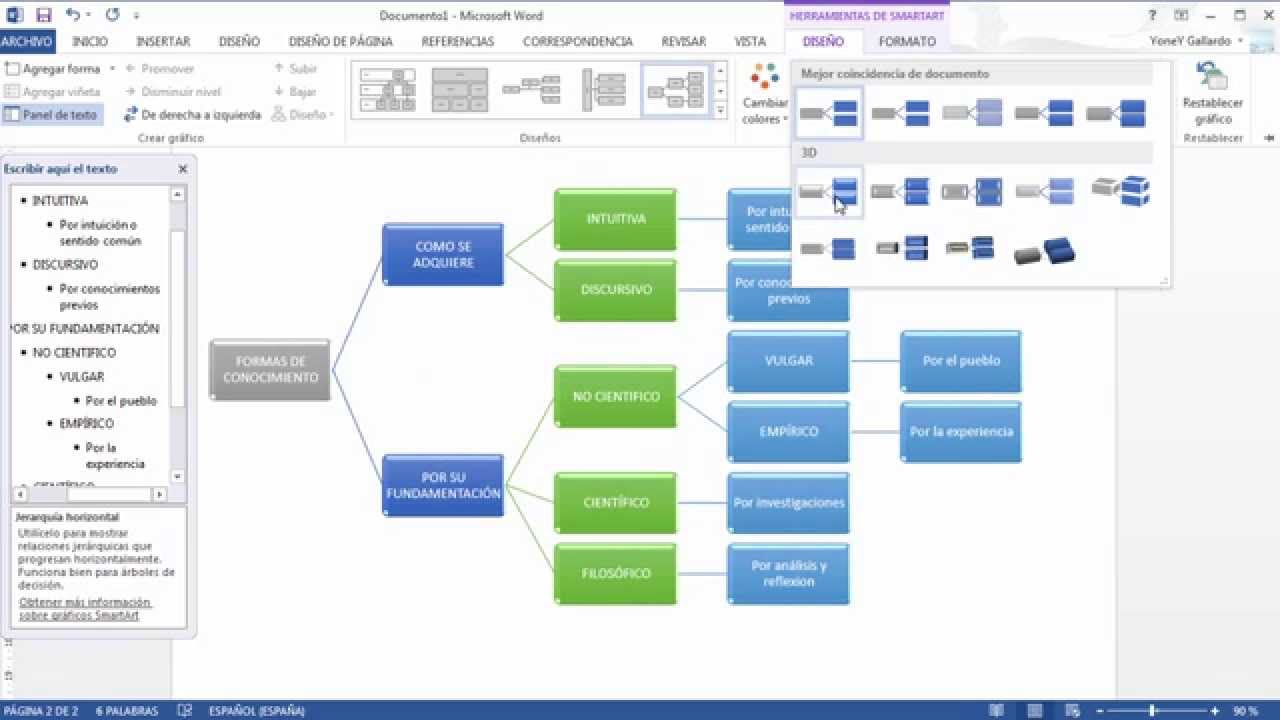 Como hacer esquema en word