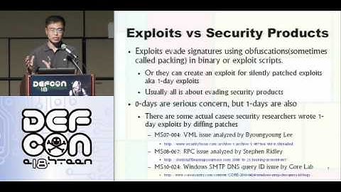 DEFCON 18: ExploitSpotting: Locating Vulnerabilities Out of Vendor Patches Automatically 1/4