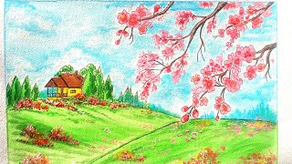 Acrylic painting of a cherry blossoms | cerisier à fleurs