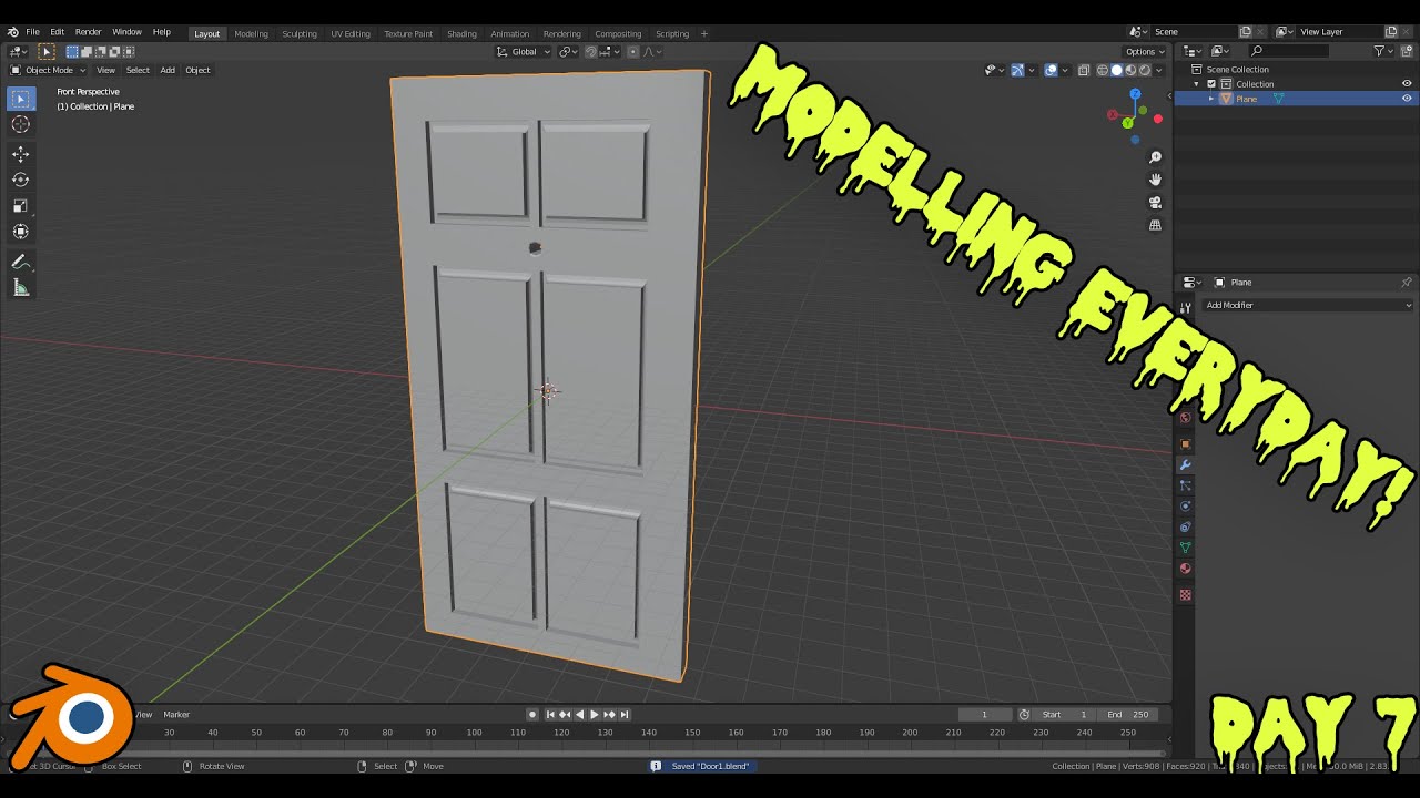 Making simple doors in Blender! Day 7 YouTube