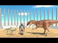 Raptor and Allosaurus TEAM in Circle Cage - Animal Revolt Battle Simulator