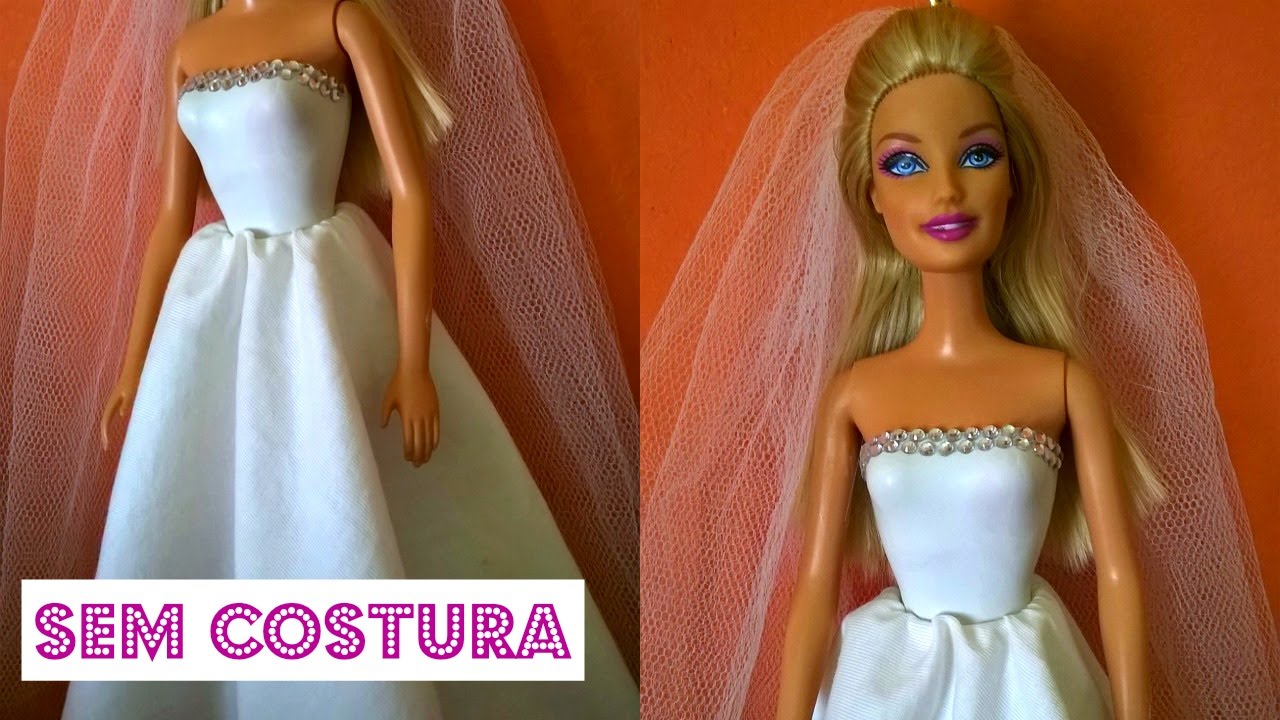 Como fazer Lindos Vestidos para Barbie e Bonecas Sem Cola e Sem Costura