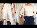 How To Make Ruffle Puff Sleeves Top From Pants / DIY Ruffle Puff Sleeves Top