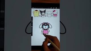 Pompompurin + Kuromi + cinnamoroll + Hello Kitty @Mahhegabi  #drawing #kuromi  #hellokitty #cute