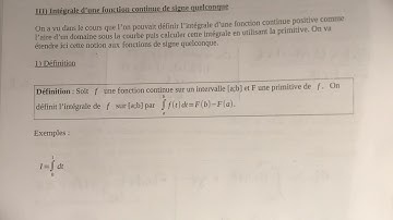 III 1) Intégrale d’une fonction de signe quelconque