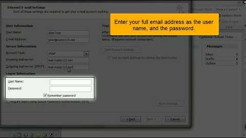 Configuring an IMAP email account with SSL in Outlook 2010