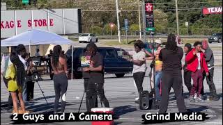 Latto and Baby Drill shooting mic drop video on Gresham Rd