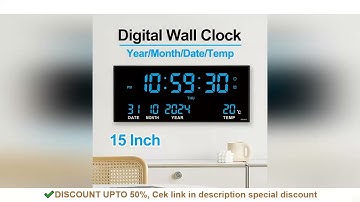Digital Large Wall Clock Alarm Temperature Date Calendar Display 8 Sets of Alarm Clocks 14