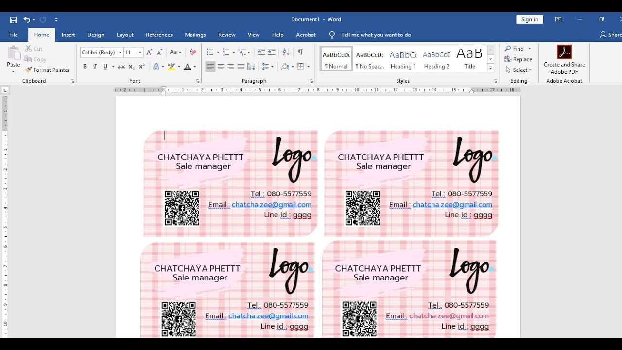 นามบัตร word  2022 New  ทำนามบัตรง่ายๆด้วยตัวเอง โดยใช้ Microsoft word