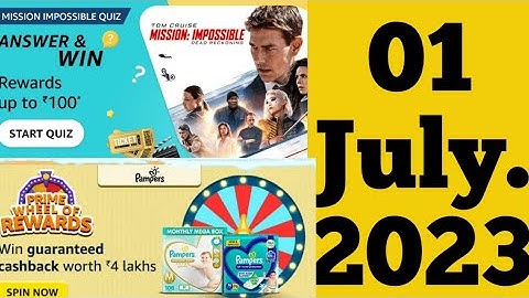Amazon Prime day special Quiz Answers Amazon Mission Impossible Quiz Answers Today Amazon Quiz Ans.