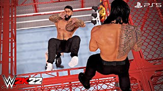 WWE 2K22 - Roman Reigns vs. The Usos - Hell in a Cell Triple Threat Match | PS5™ [4K60]