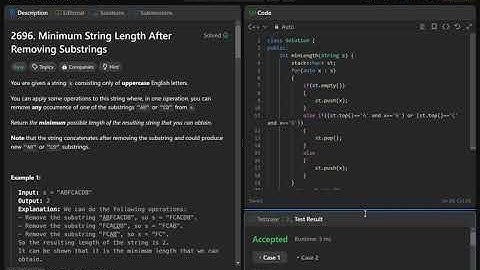 2696. Minimum String Length After Removing Substrings | C++ | Simple and easy explanation | Leetcode