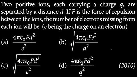 Two positive ions, each carrying a charge q, are separated by a distance d. If F is ES DTS 01 Q2