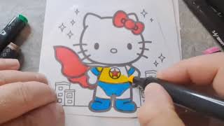 🦖 Hello Kitty  Coloring Page Easy Coloring for Kids 🎨