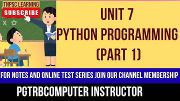 PGTRB 2025 Score High:  Python Programming _Part 1 (Unit 7) #studymaterial #pythontamil