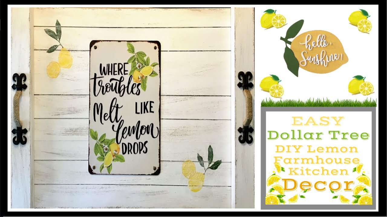 🍋 Farmhouse Lemon DIY Kitchen Decor/ Dollar Tree Kitchen Decor/ Stove