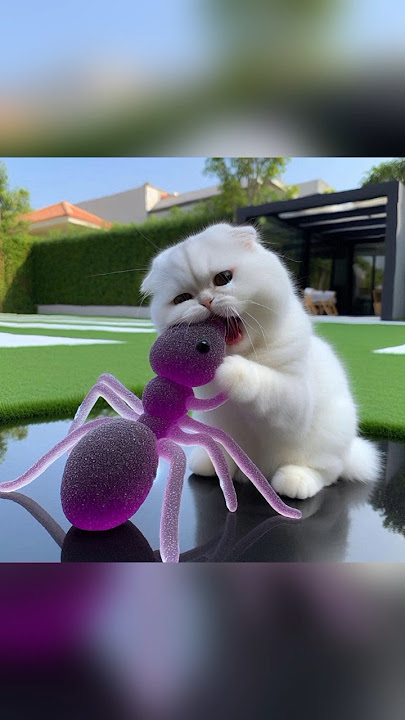 cute cat eating purple yellow red gummy ants #catcute #funny #shorts