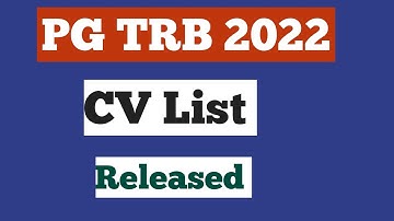 PG TRB 2022 CV list Published