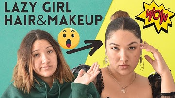 LAZY GIRL HAIR & MAKEUP | HOW TO LOOK PUT TOGETHER IN 15 MIN