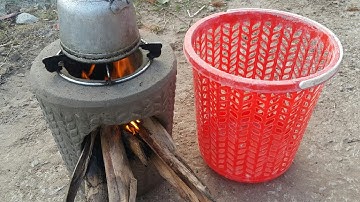 DIY- The Idea To Make Firewood With Cement .Ý Tưởng Làm Bếp Củi Bằng Xi Măng Từ Thùng Nhựa.