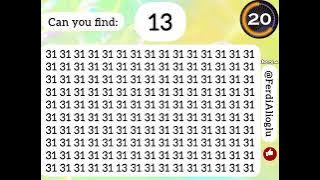 You are genius if you find 13 before time ends. Comment if you find it. #braintraining #genius #iq